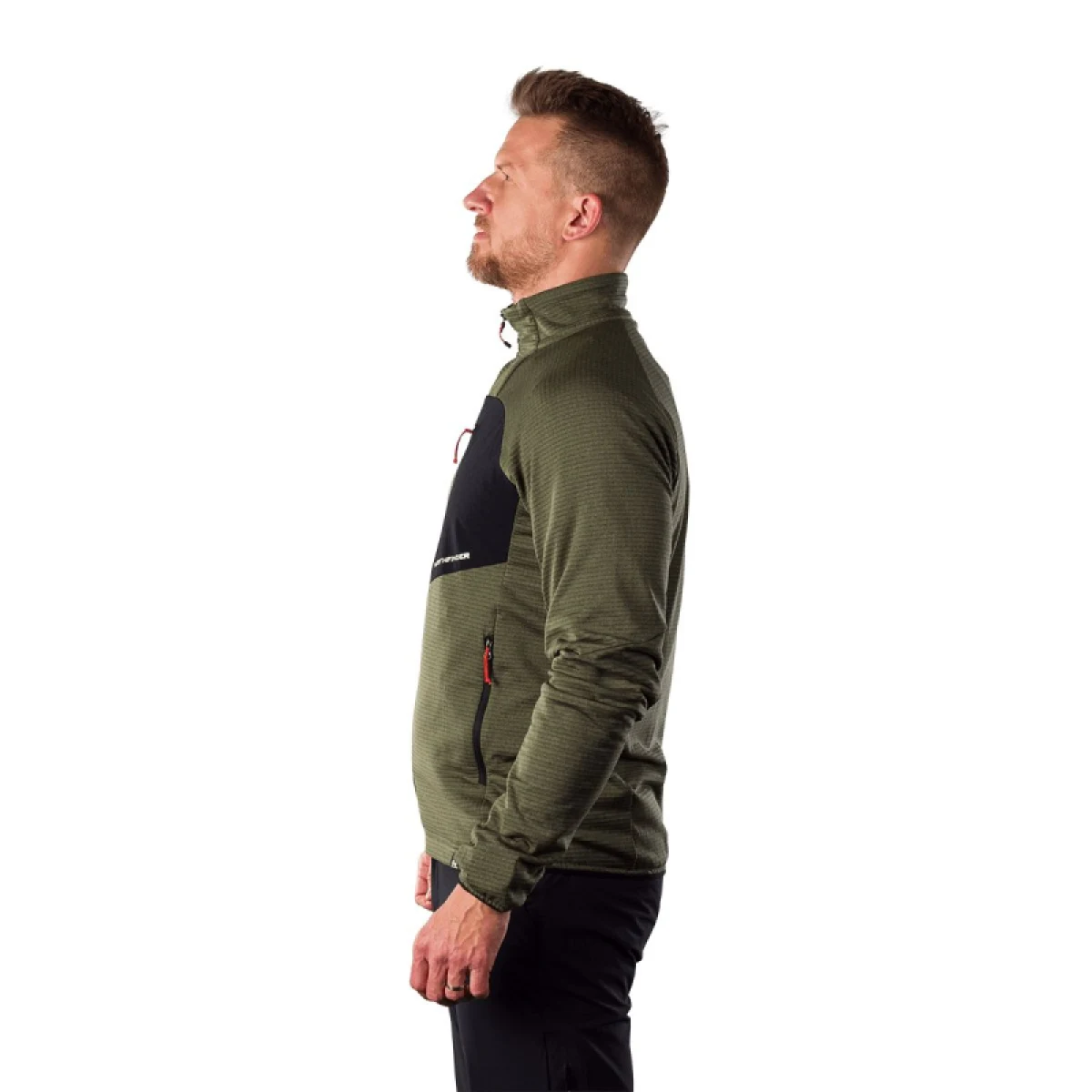 Pánska turistická flisová mikina so zipsom NORTHFINDER EUSTACIO-550blackdarkgreen · záber 3