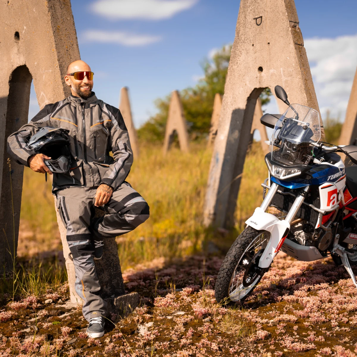 Moto nohavice W-TEC Smackton Farba čierno-šedo-oranžová, · záber 3