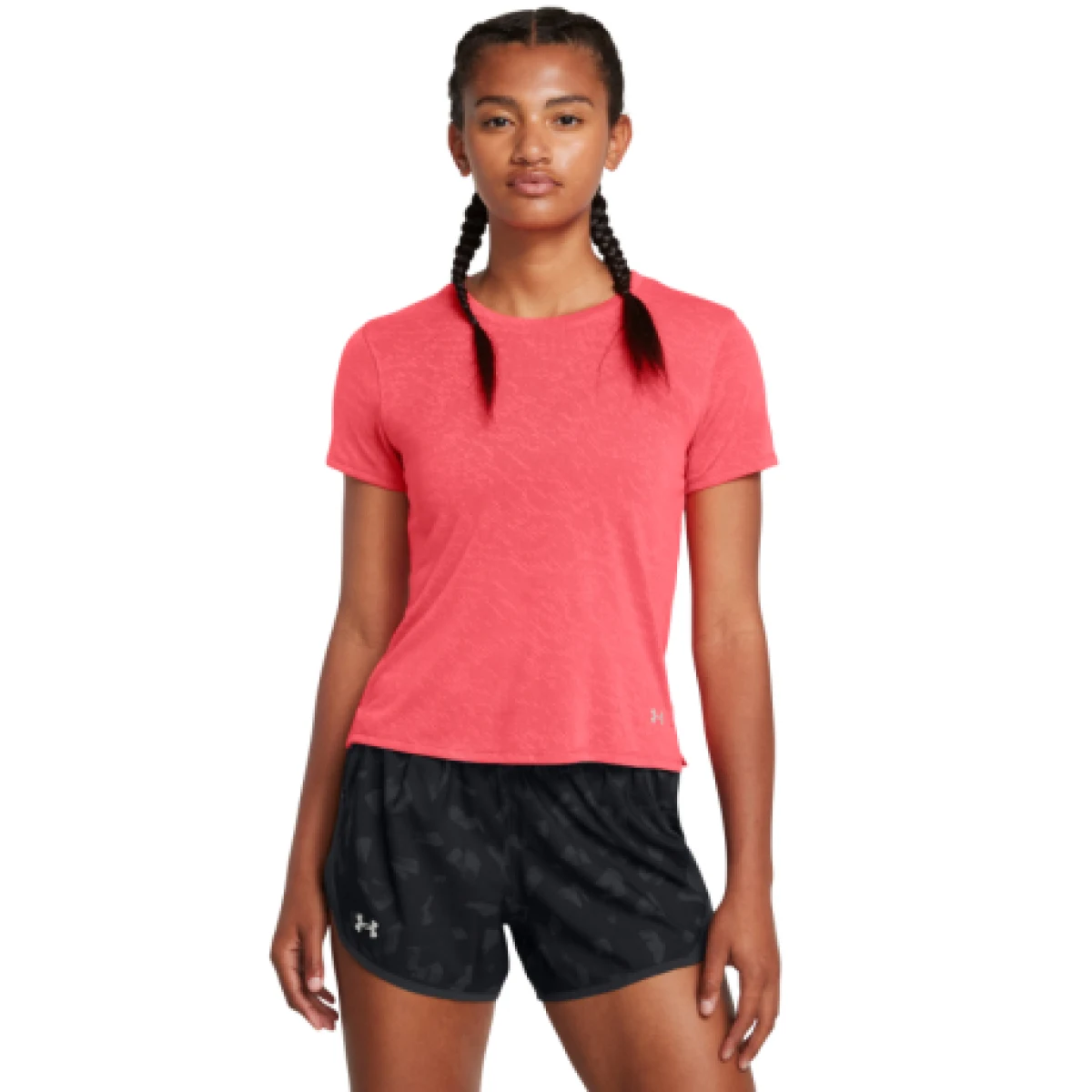 Dámské tréninkové tričko s krátkým rukávem UNDER ARMOUR UA Launch Camo Shortsleeve-RED · záber 1