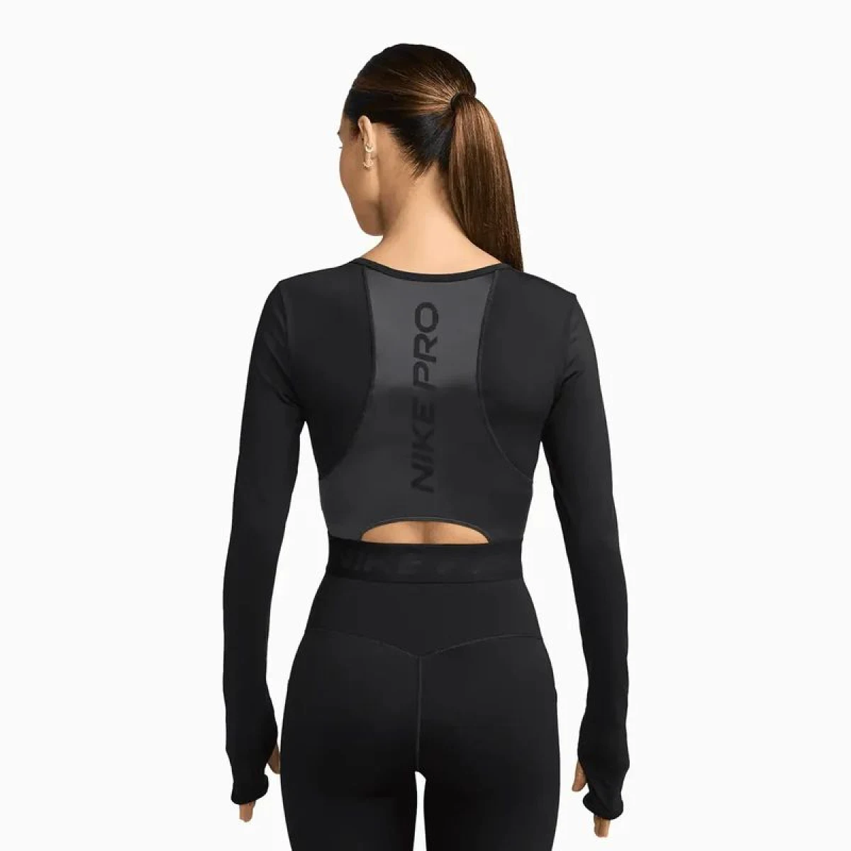 Dámské tréninkové tričko s dlouhým rukávem NIKE PRO W NP DF LS TOP GG SHINE BLACK ANTHRACITE WHITE · záber 3