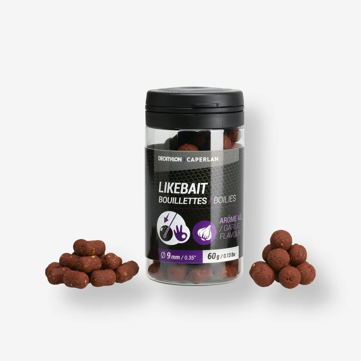 CAPERLAN Mikro boilies + dumbells cesnak 60 g bez · záber 1