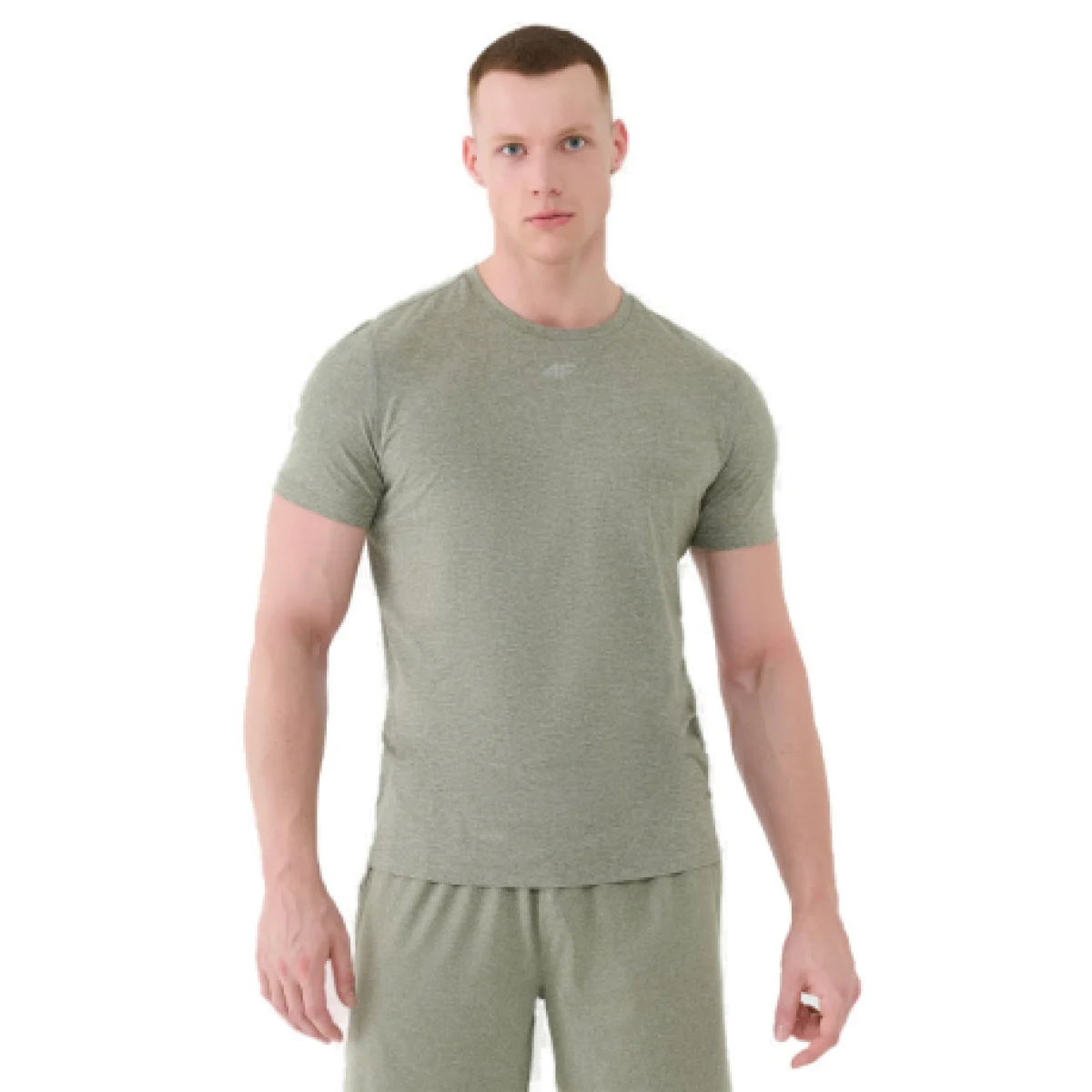 Pánské tréninkové tričko s krátkým rukávem 4F TSHIRT FNK M1344-44M-OLIVE MELANGE · záber 1