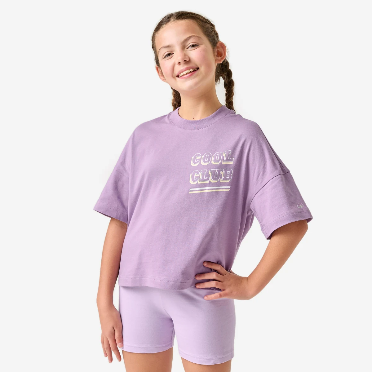 DECATHLON Dievčenské oversize multišportové tričko svetlofialové 8-9 r (131-140 cm) · záber 1
