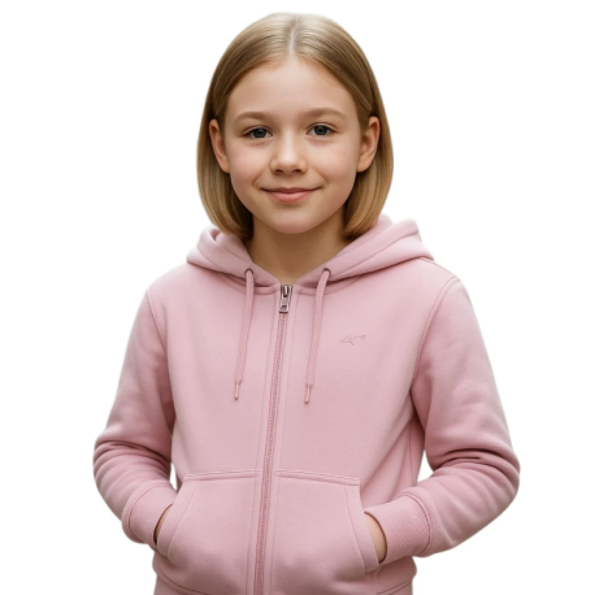 Dievčenská zateplená mikina so zipsom 4F JUNIOR SWEATSHIRT F1952-4FJWAW25TSWSF1952-56S-LIGHT PINK · záber 1