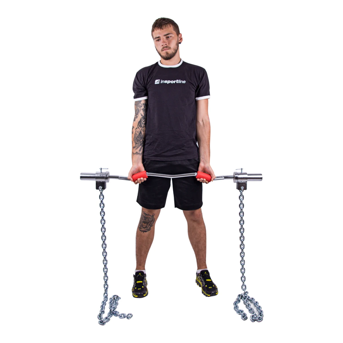 Vzpieračské reťaze s tyčou inSPORTline Chainbos Set 2x15 kg · záber 2