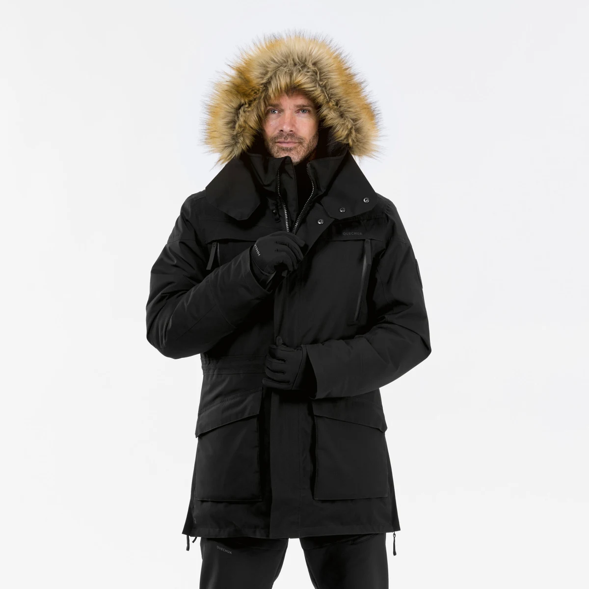 QUECHUA Pánska turistická parka NH900 nepremokavá do -20°C čierna M · záber 1