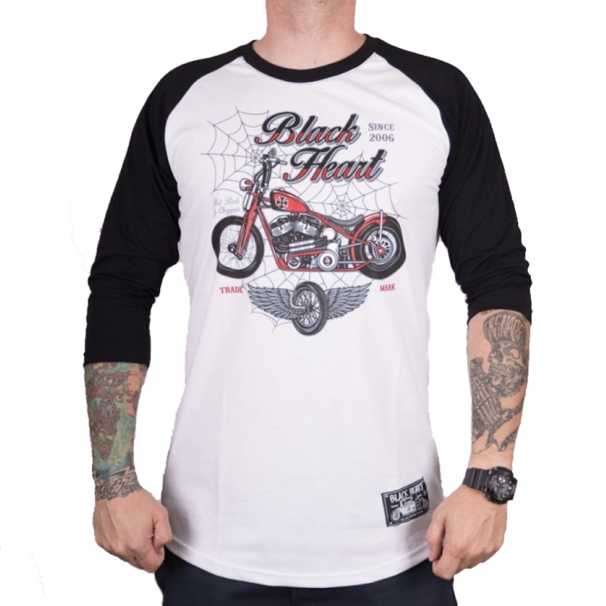 BLACK HEART Red Baron Chopper triko s dlouhým rukávem biela - M · záber 1