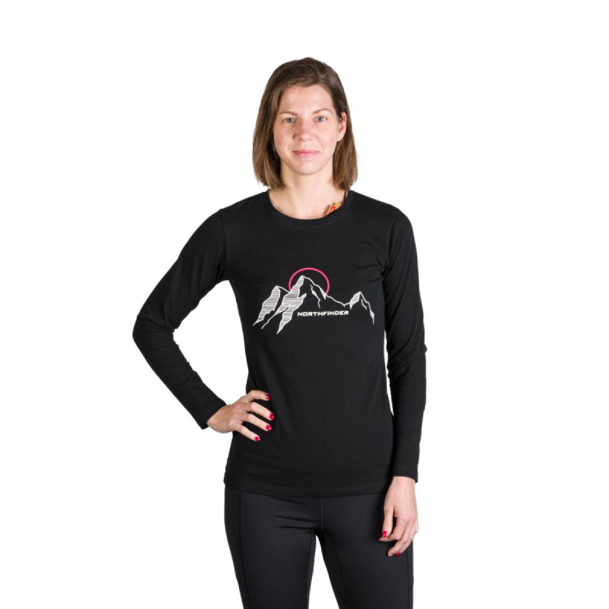 Dámské turistické tričko s dlouhým rukávem NORTHFINDER SHARI-269black · záber 2