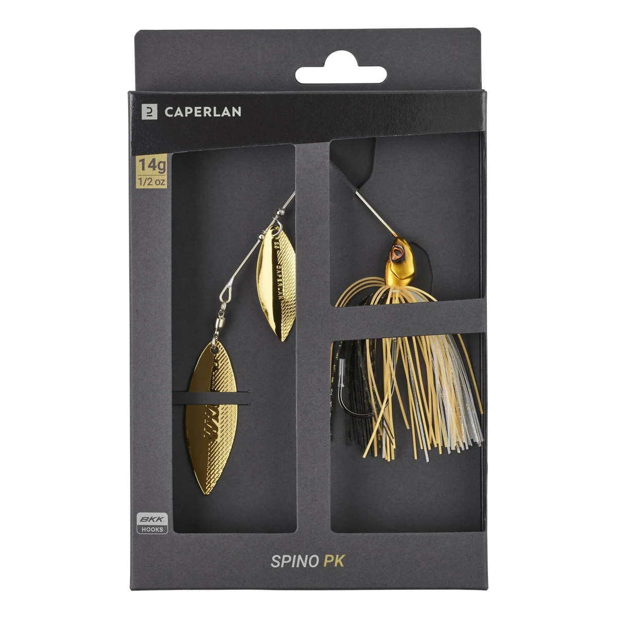 CAPERLAN Nástraha spinnerbait Spino PK 14 g gold bez · záber 2