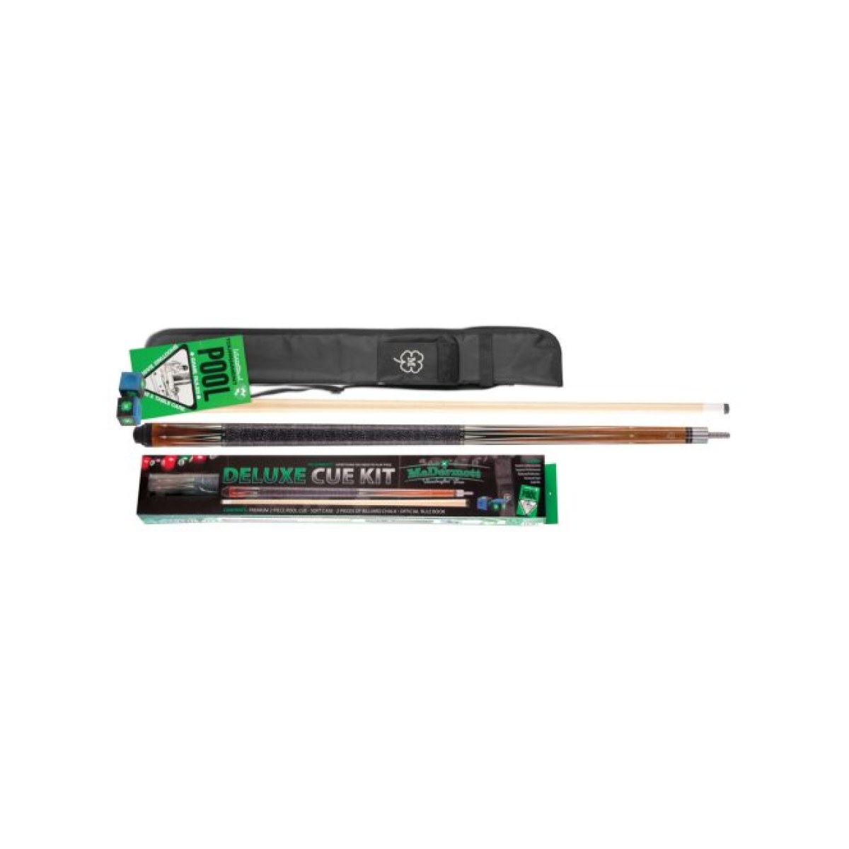 MCDERMOTT CLASSIC CUE KIT 3 BILLIÁRD KÉSZLET, KÉTRÉSZES DÁKÓ + DÁKÓTÁSKA · záber 2