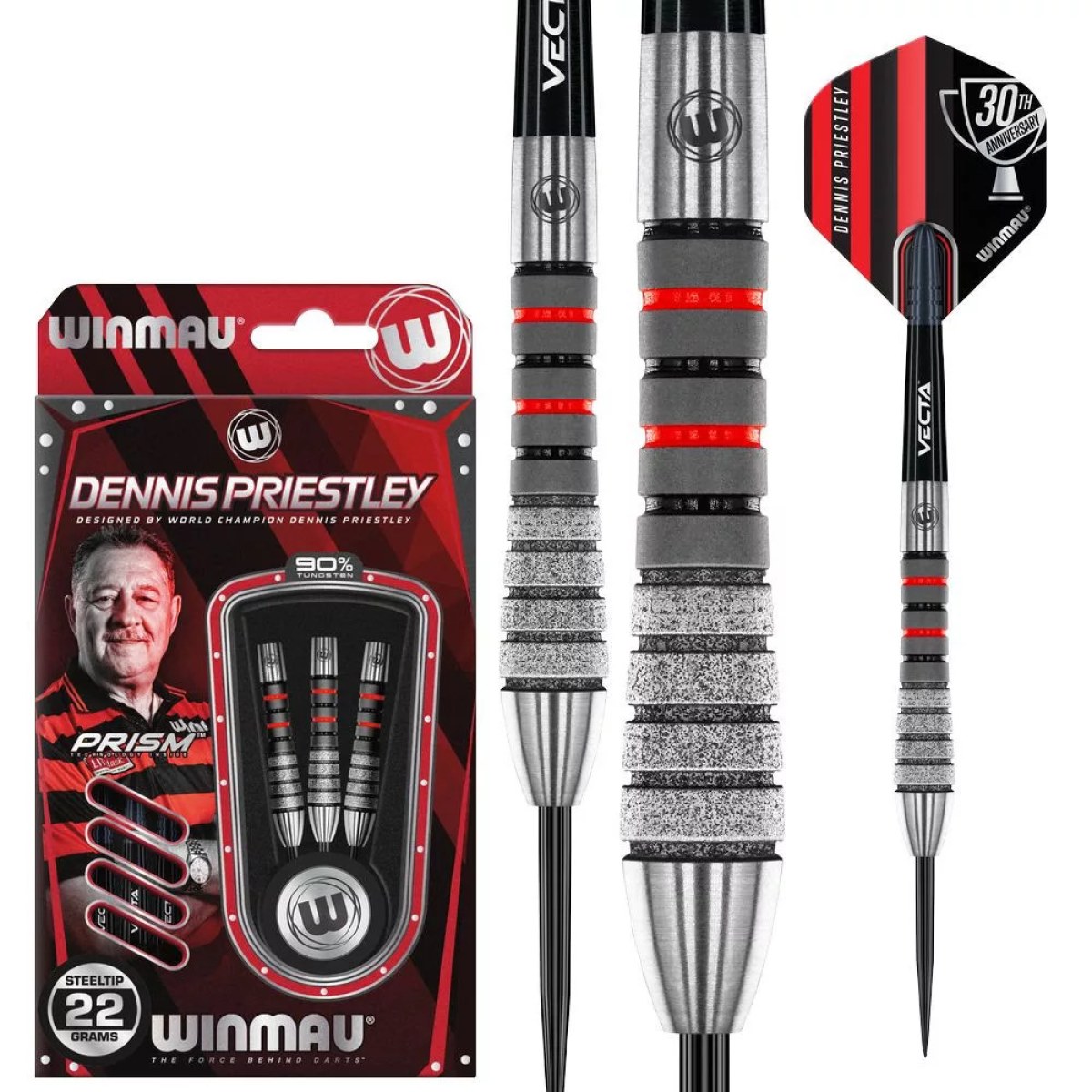 Dart szett steel Winmau Dennis Priestley Diamond 3-ZERO 22g, 90% gravírozott · záber 1
