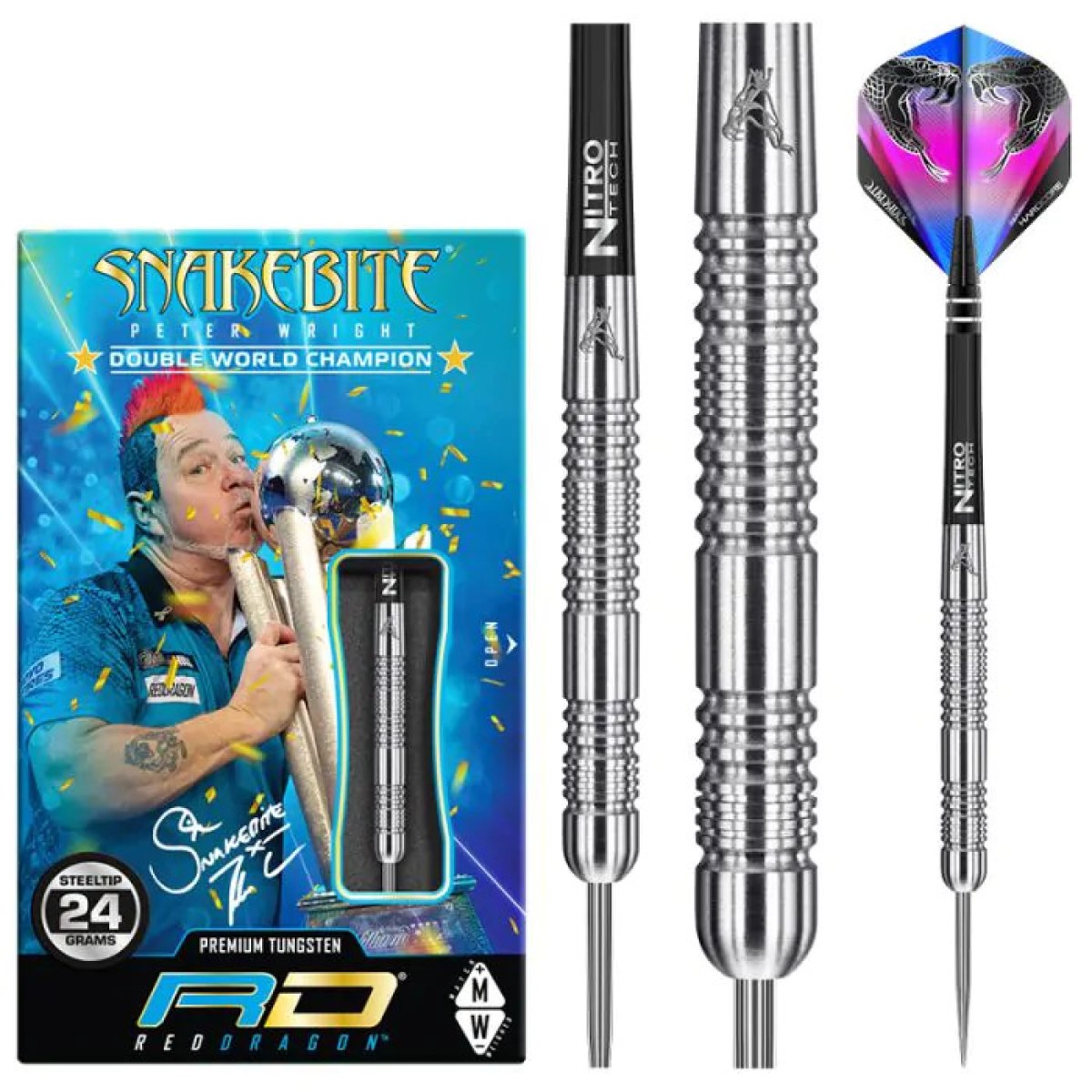 Dart szett Red Dragon steel Peter Wright Snakebite Euro11, 24g 85% · záber 1
