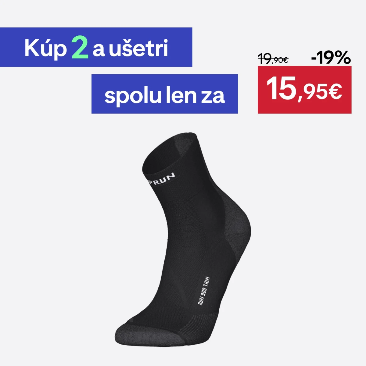 KIPRUN Bežecké ponožky RUN900 polovysoké tenké čierne 37-38 · záber 1