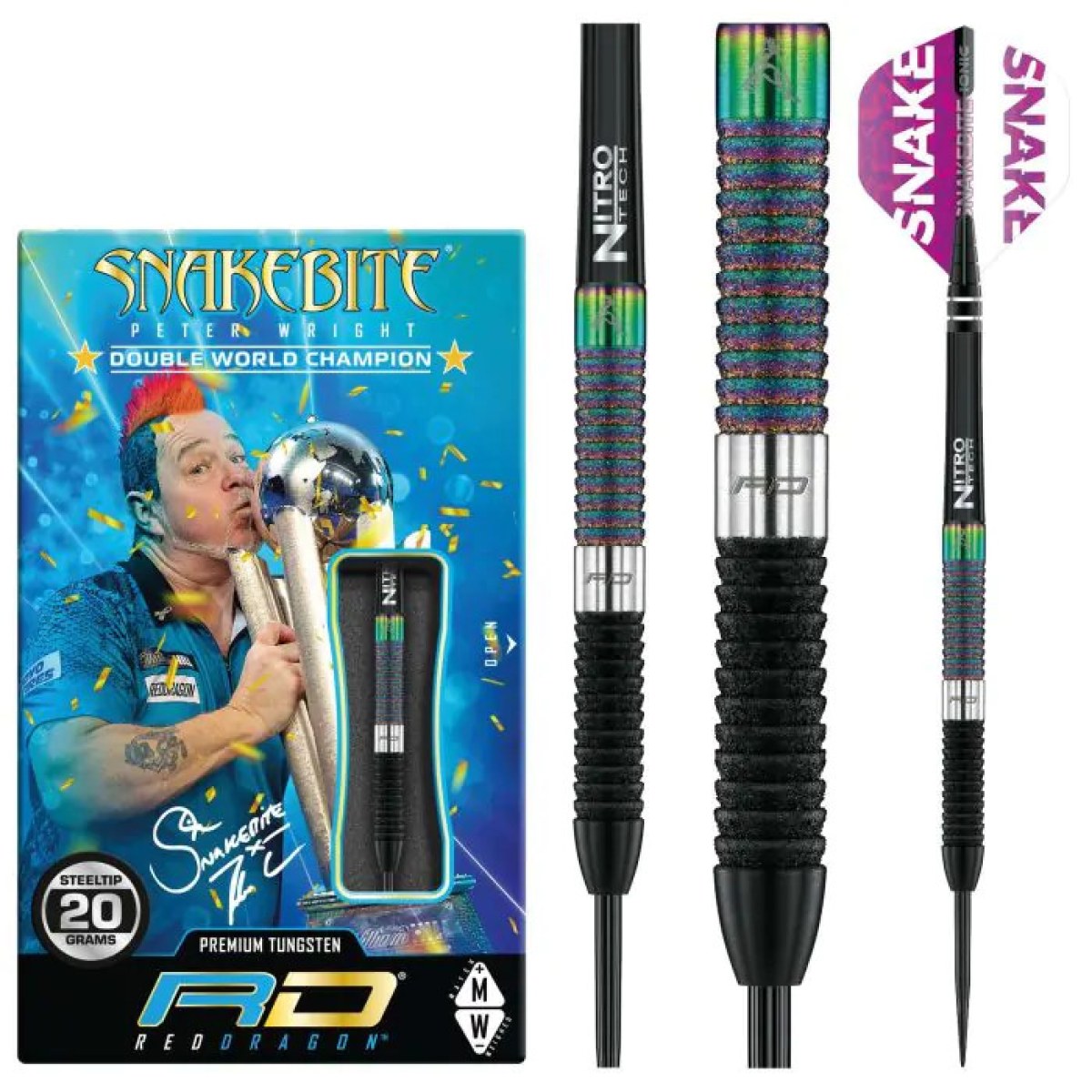 Red Dragon Peter Wright Snakebite World Champion Diamond Fusion SE steel darts 20g 90% gravírozott · záber 1