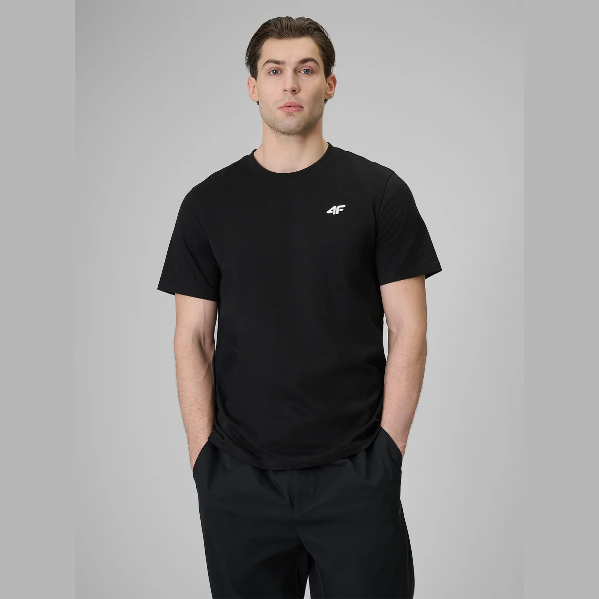Pánské regular hladké tričko (3-pack) - bílá+šedá+černá · záber 1