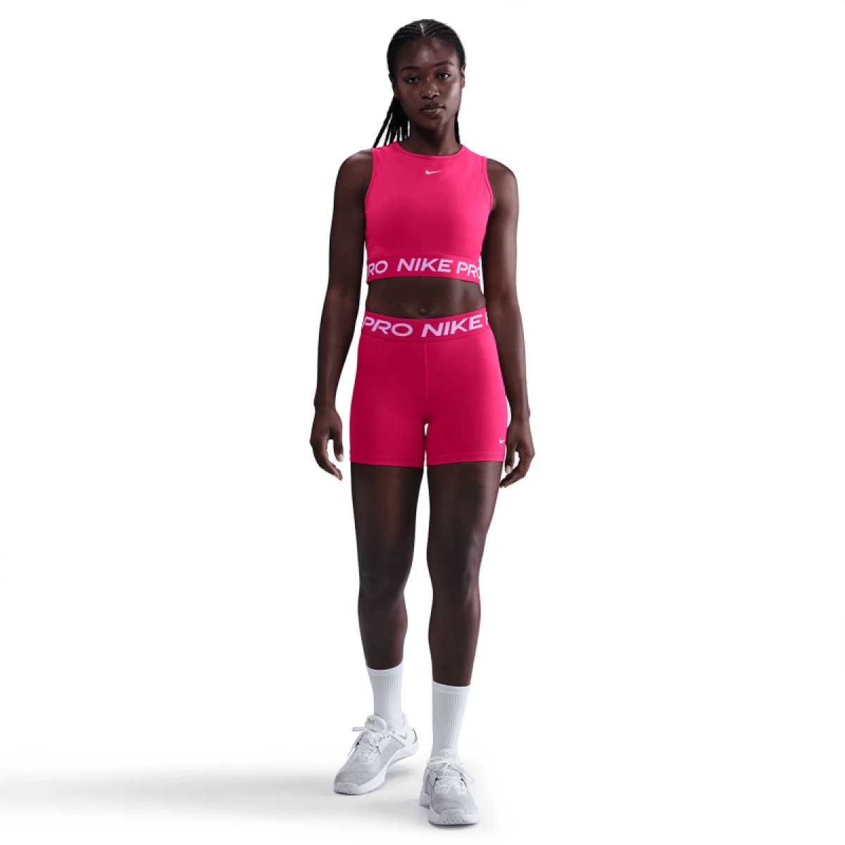 Dámske tréningové tričko bez rukávov NIKE PRO DF CROP TANK RUSH PINK WHITE · záber 4