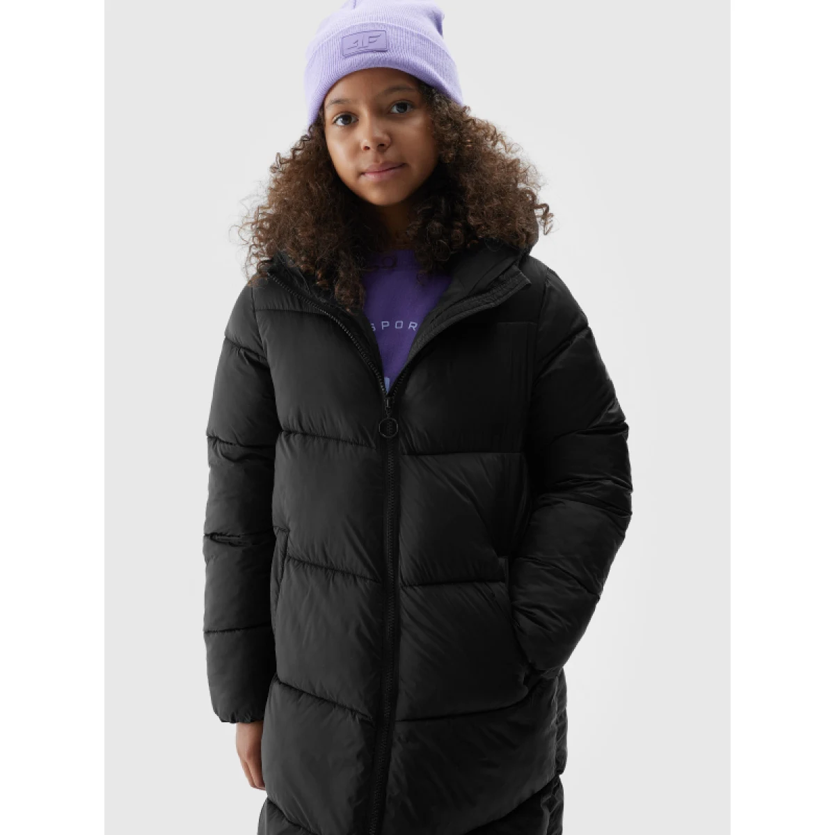 Dívčí bunda 4F JUNIOR DOWN JACKET-JAW23TDJAF268-21S-BLACK · záber 2