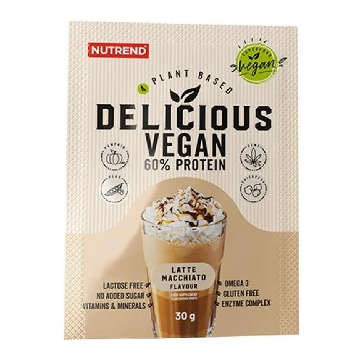 Nutrend Delicious Vegan protein 30g - Barva: Vícebarevná | Příchuť: Čokoláda, lískový oříšek · záber 1