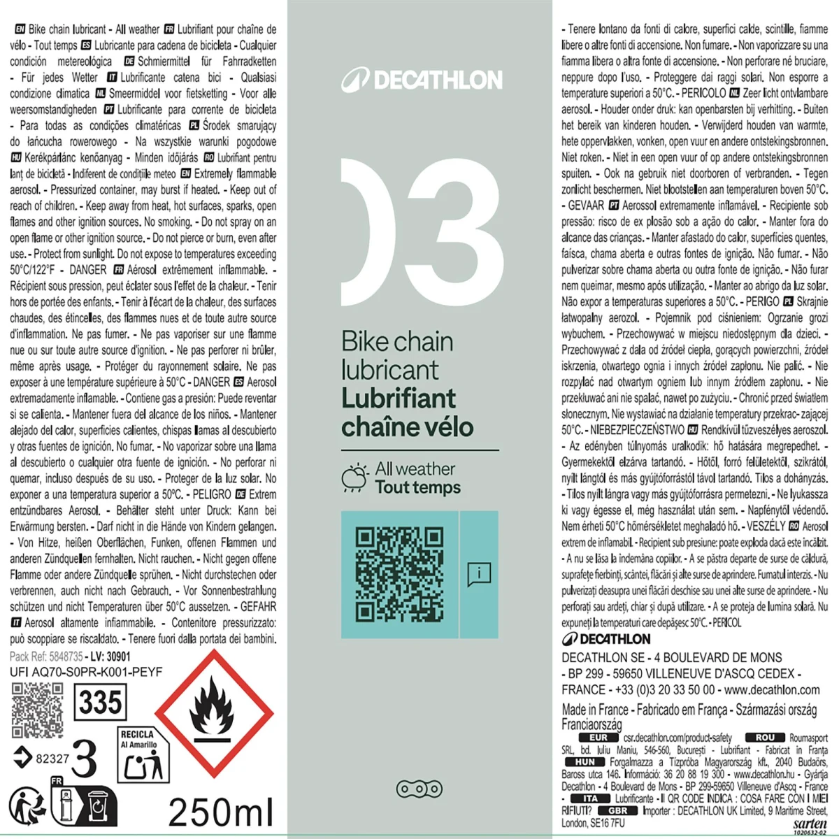 DECATHLON Mazivo v spreji do každého počasia 250 ml bez · záber 2