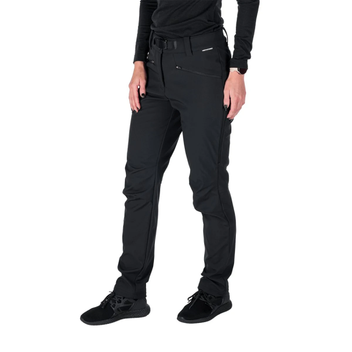Dámske turistické softshellové nohavice NORTHFINDER MAYRA-269black · záber 2