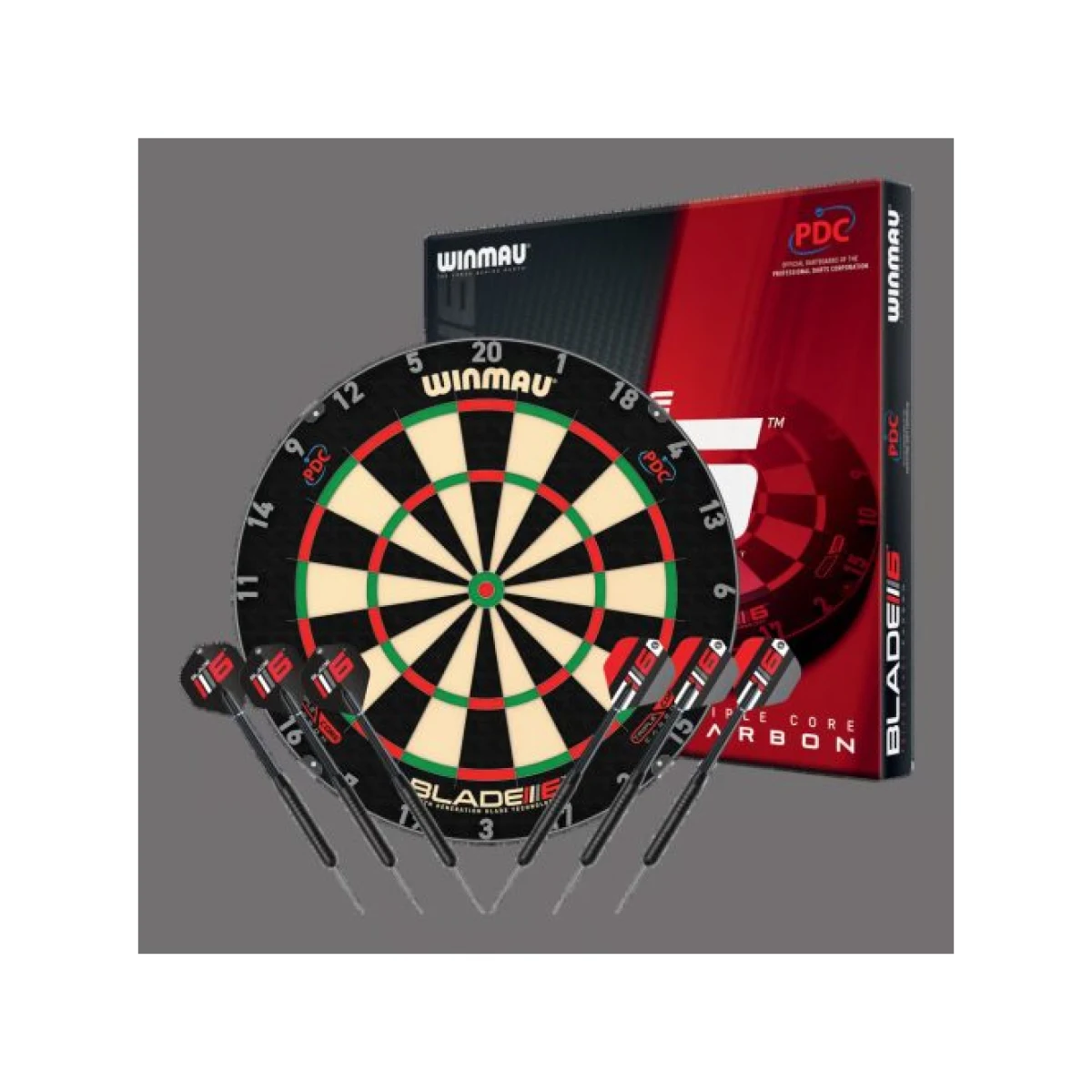 DARTS TÁBLA WINMAU BLADE6 TRIPLE CORE, KÉT SZETT NYÍLLAL, STARTVONALLAL, KISZÁLLÓVAL · záber 2