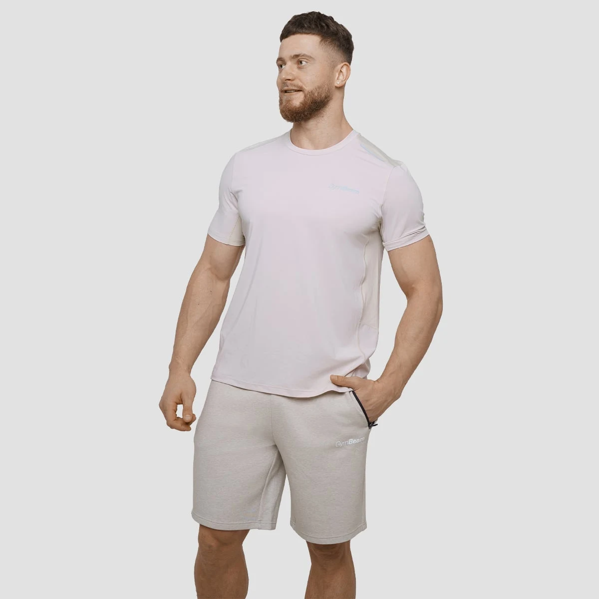 GymBeam Pánské sportovní triko Agile Desert - Velikost: XL | Barva: Béžová | Hmotnost: 0,17 kg | Balení: 50 · záber 4