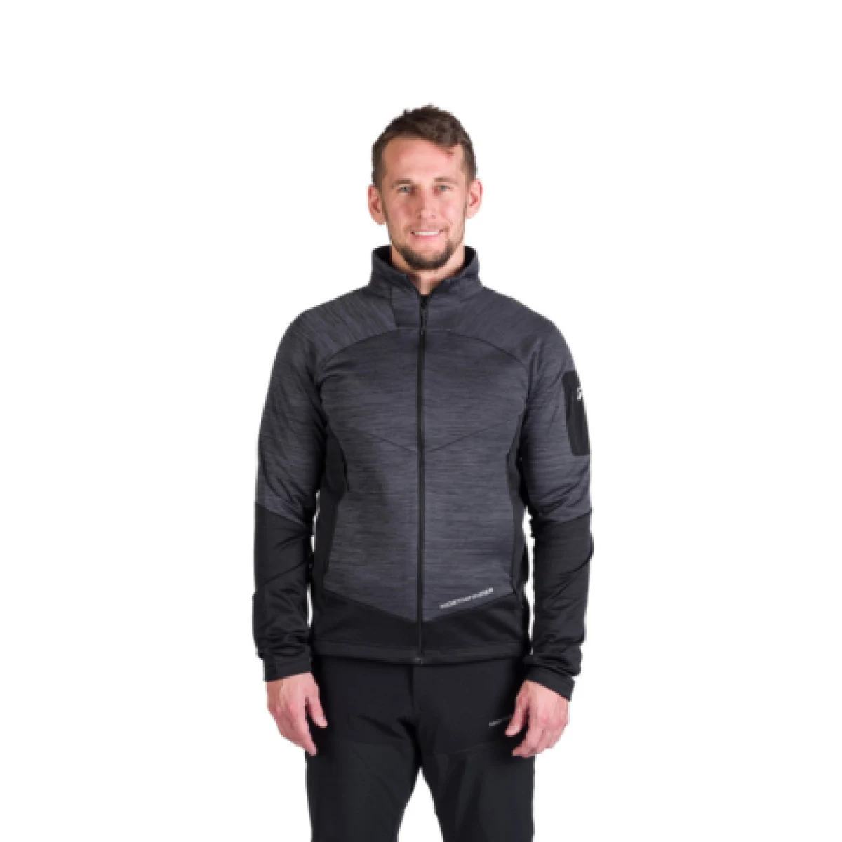 Pánská zateplená turistická mikina se zipem NORTHFINDER GIACOMO-411greyblack · záber 1