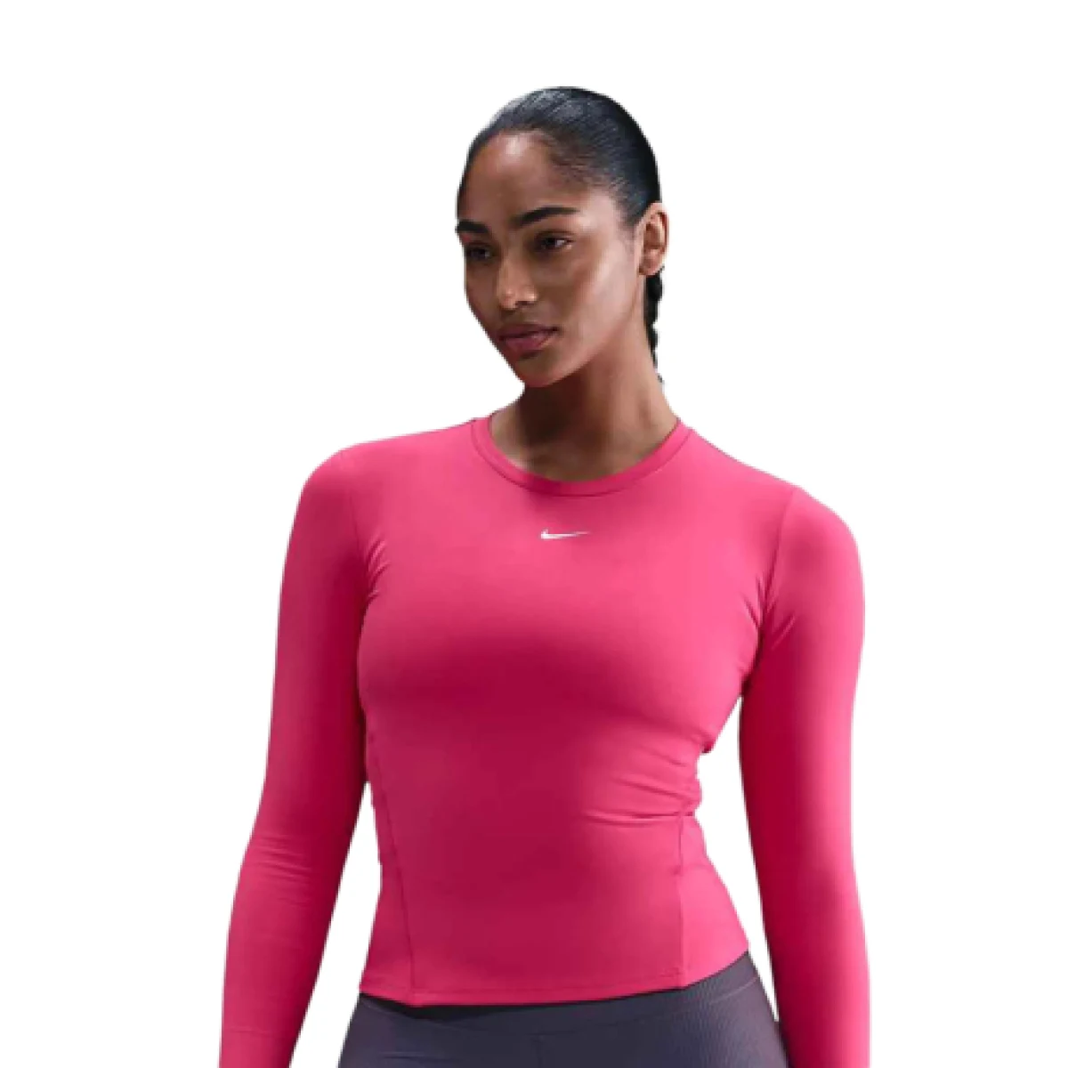 Dámske tréningové tričko s dlhým rukávom NIKE W NK ONE DF FTTD LS TOP RUSH PINK WHITE · záber 1