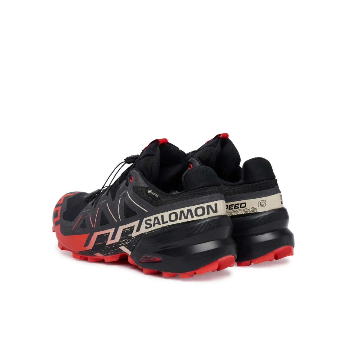 Pánska bežecká trailová obuv SALOMON Speedcross 6 GTX M black fiery red almond milk · záber 4