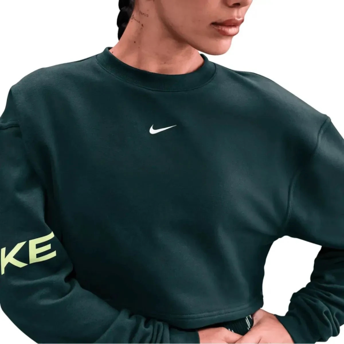Dámska mikina NIKE PRO W NP DF FLC CREW TT GRX SEAWEED LT LEMON TWIST WHITE · záber 4