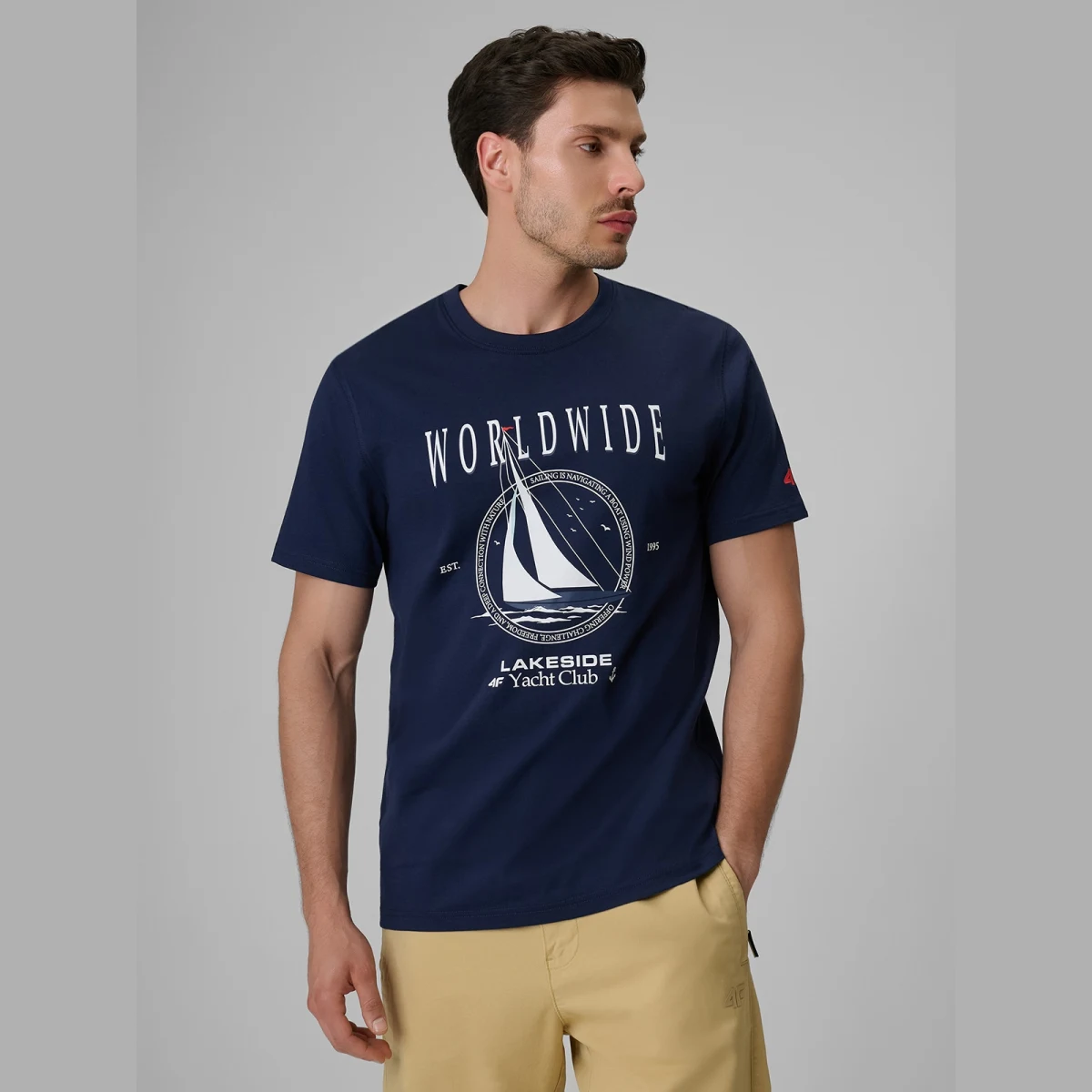 T-shirt regular s potiskem pánský - tmavě modrý · záber 1