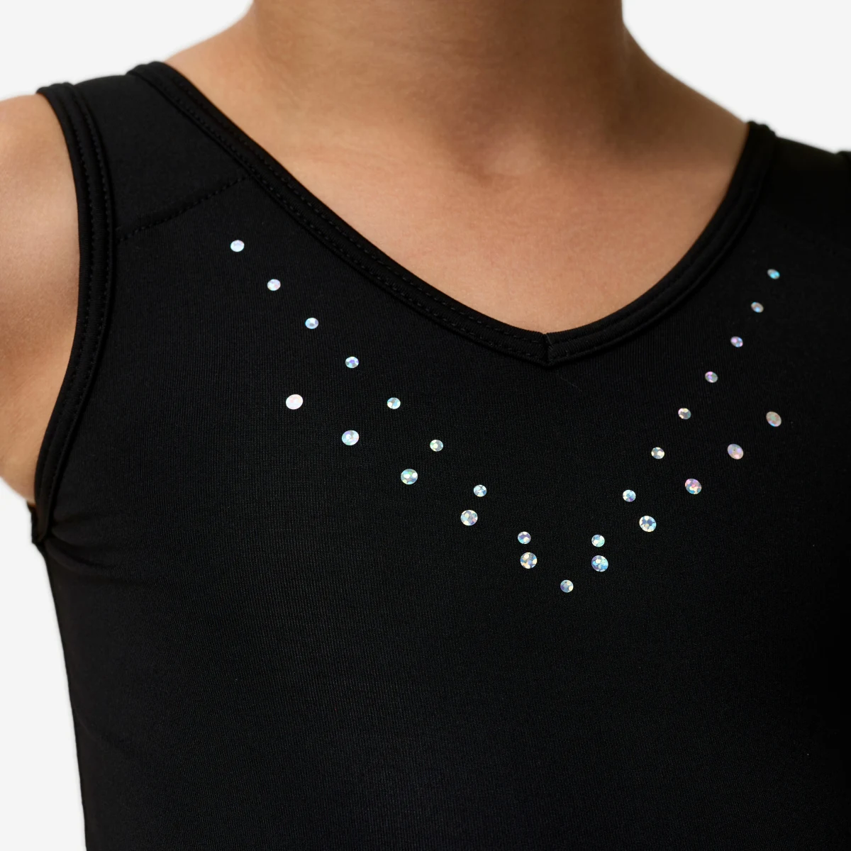 DOMYOS Dievčenský elegantný gymnastický trikot čierny 10-11 r (141-150 cm) · záber 2