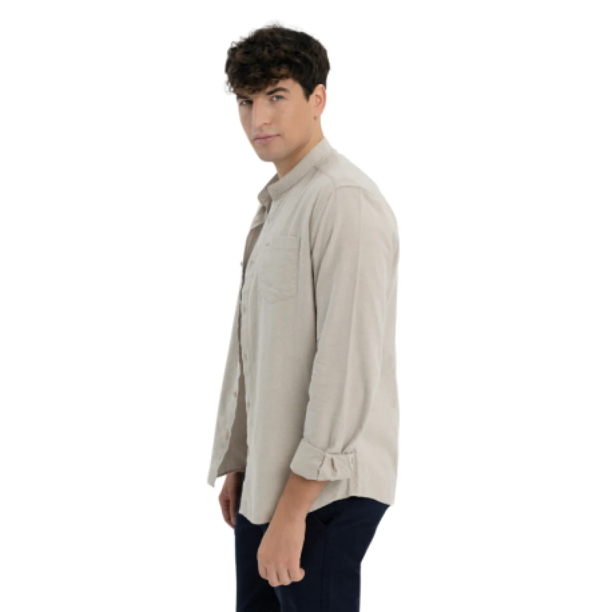 Pánska košeľa s dlhým rukávom VOLCANO K-LANGE BEIGE MEL · záber 1