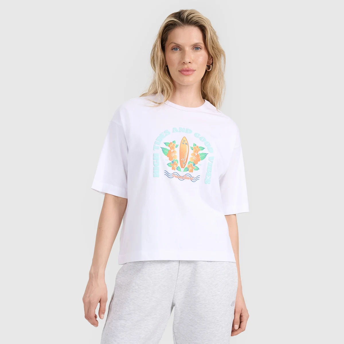 Oversize tričko s potiskem dámské - bílé · záber 1