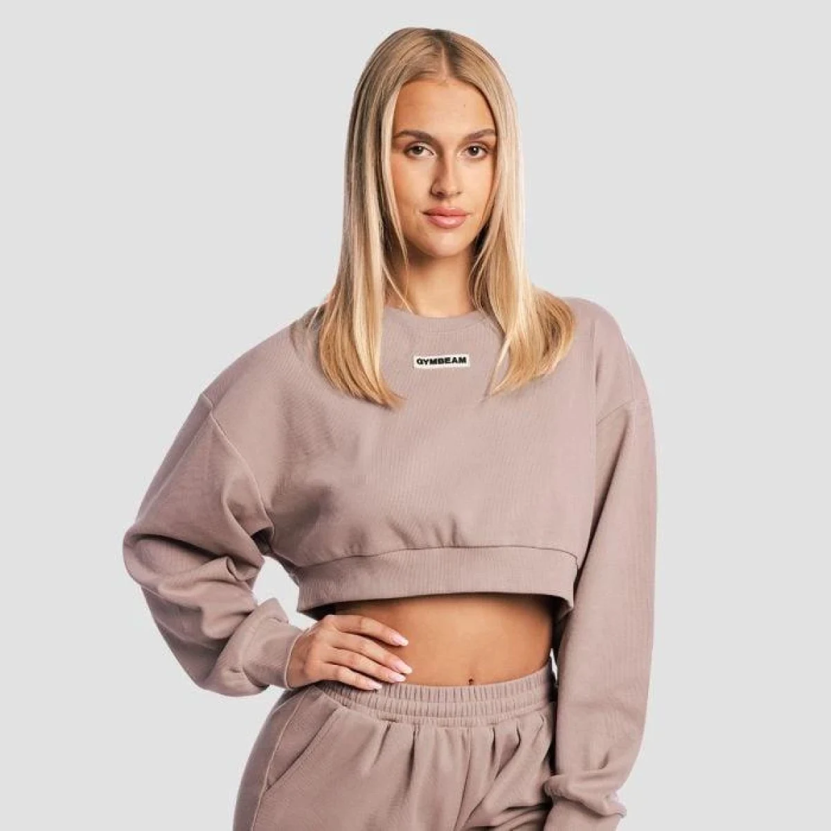 GymBeam Dámská mikina Cropped Aura Roux - Velikost: XS | Barva: ružová | Pohlavie: Dámské | Hmotnost: 0,36 kg | Balení: 36 · záber 7