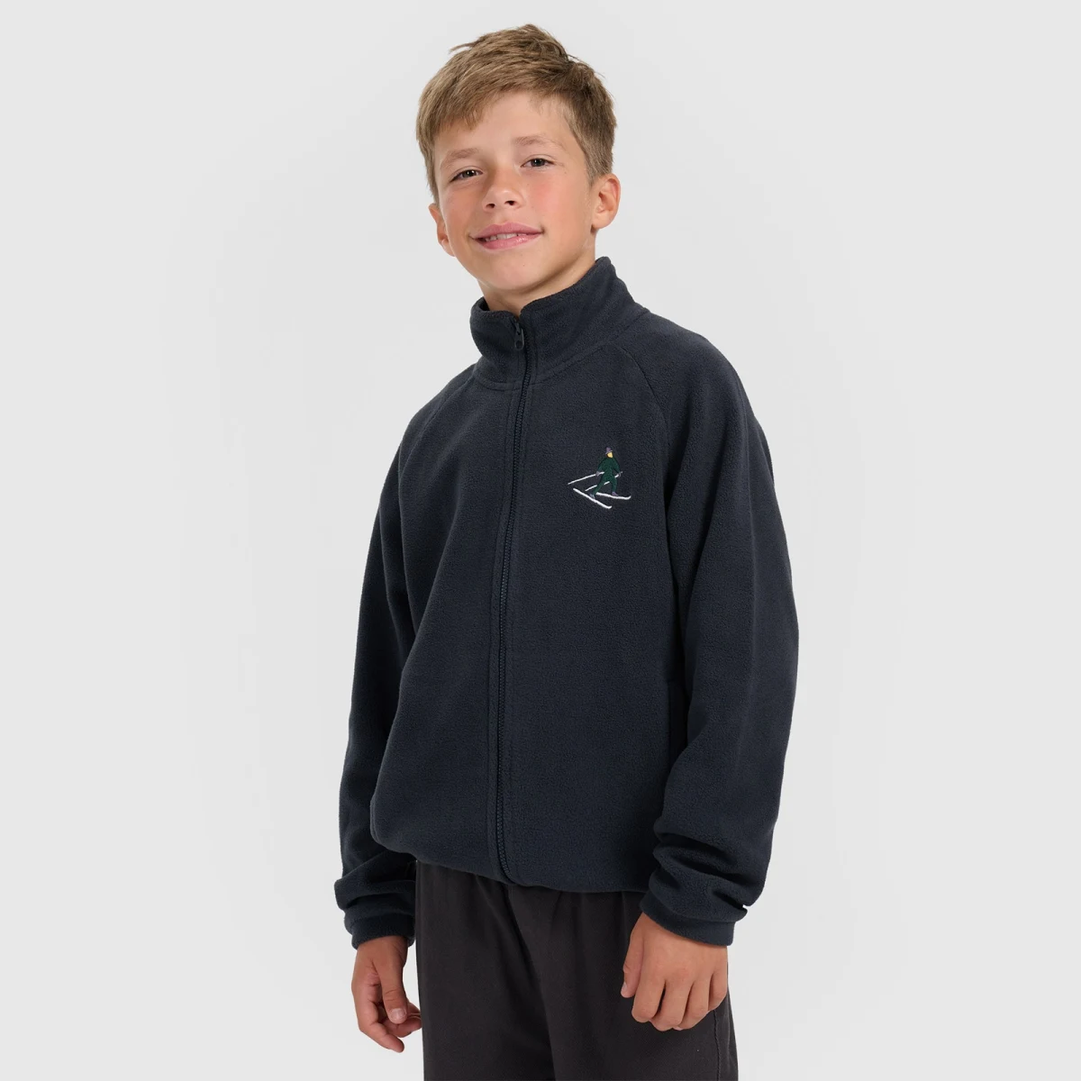 Chlapčenský regular fleece so stojačikom - tmavomodrý - Farba: modrá · záber 1