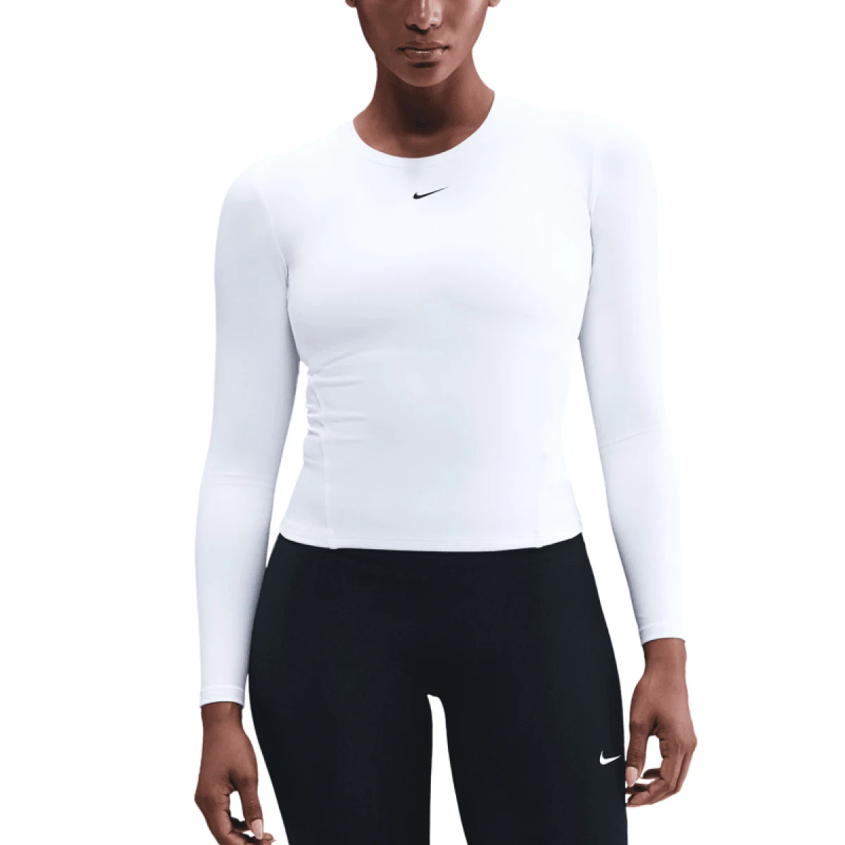 Dámske tréningové tričko s dlhým rukávom NIKE W NK ONE DF FTTD LS TOP WHITE BLACK · záber 3