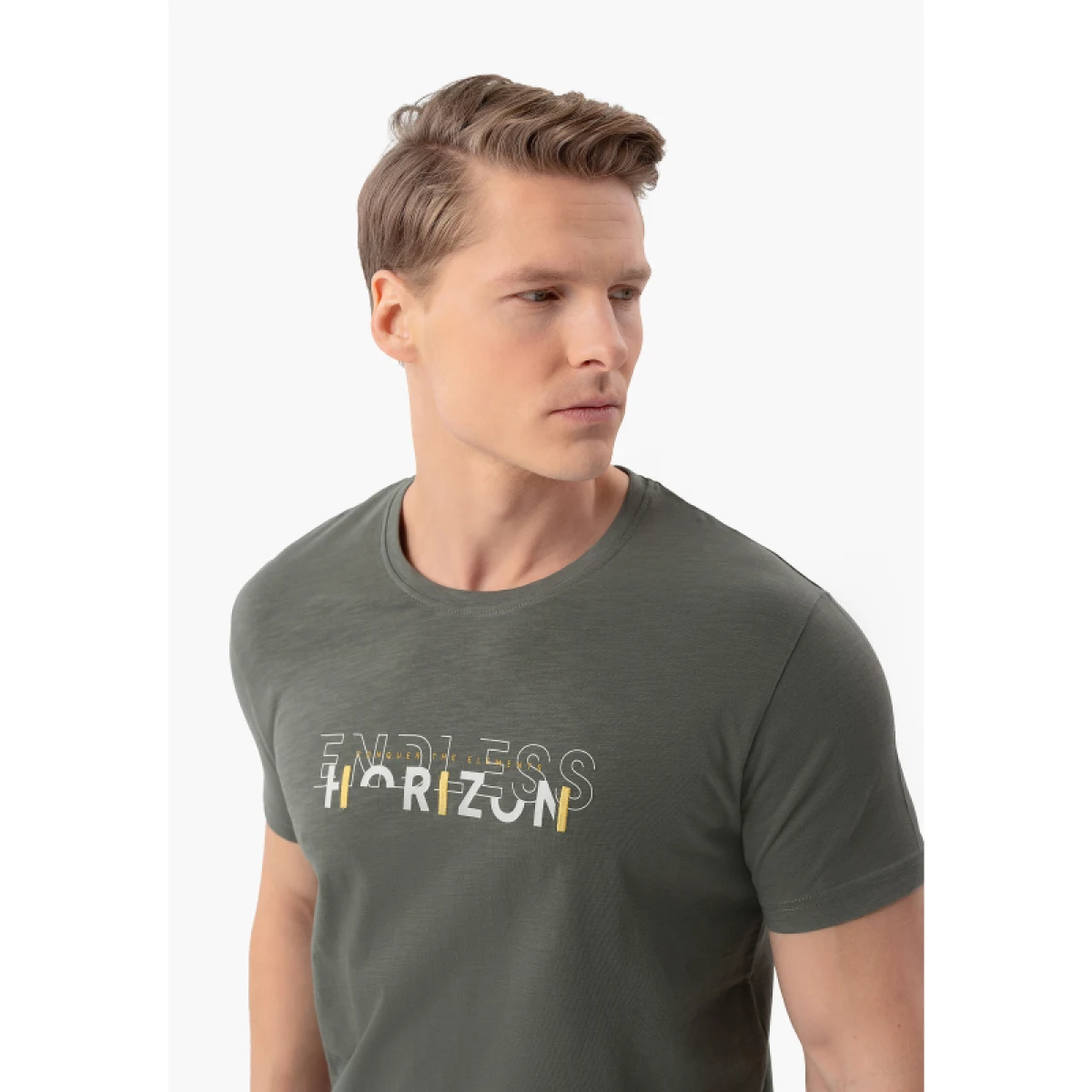 Pánské tričko s krátkým rukávem VOLCANO T-RIZ-KHAKI · záber 2