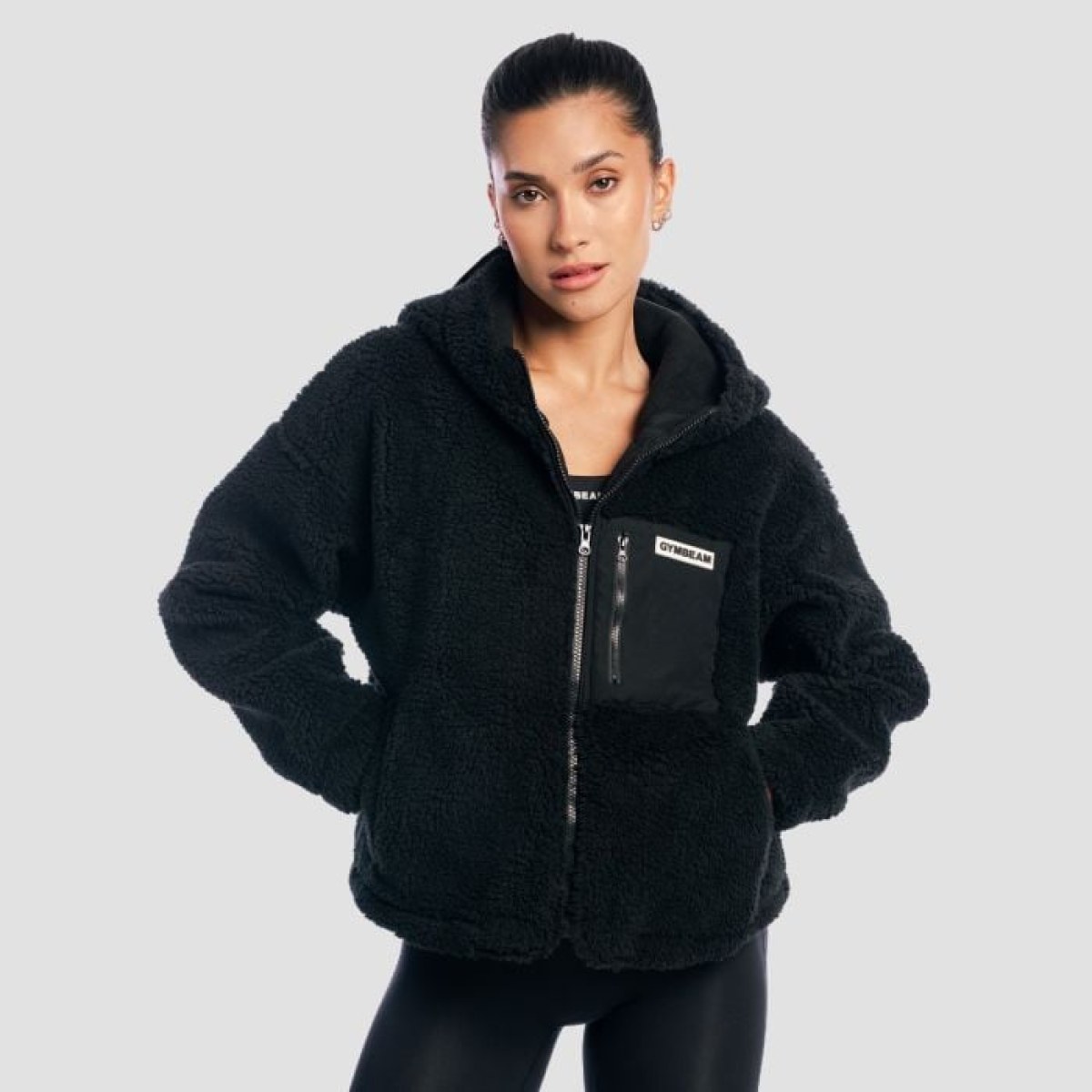 GymBeam Dámska bunda Sherpa Black L · záber 1