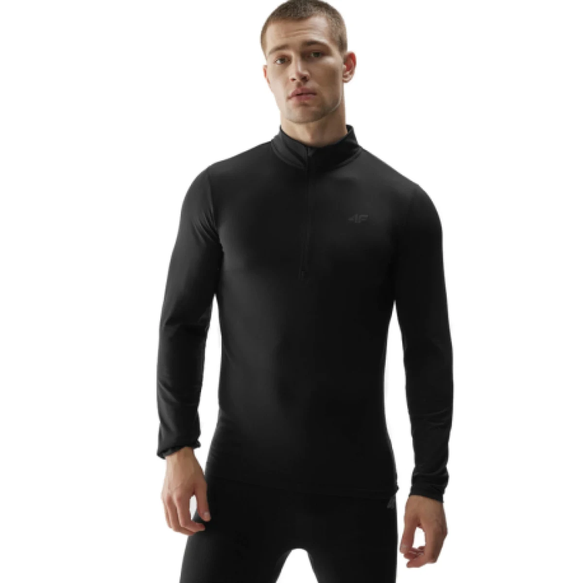 Pánská zateplená lyžařská mikina s 1 2 zipem 4F BRUSHED UNDERWEAR-AW23UBRUM035-20S-DEEP BLACK · záber 1
