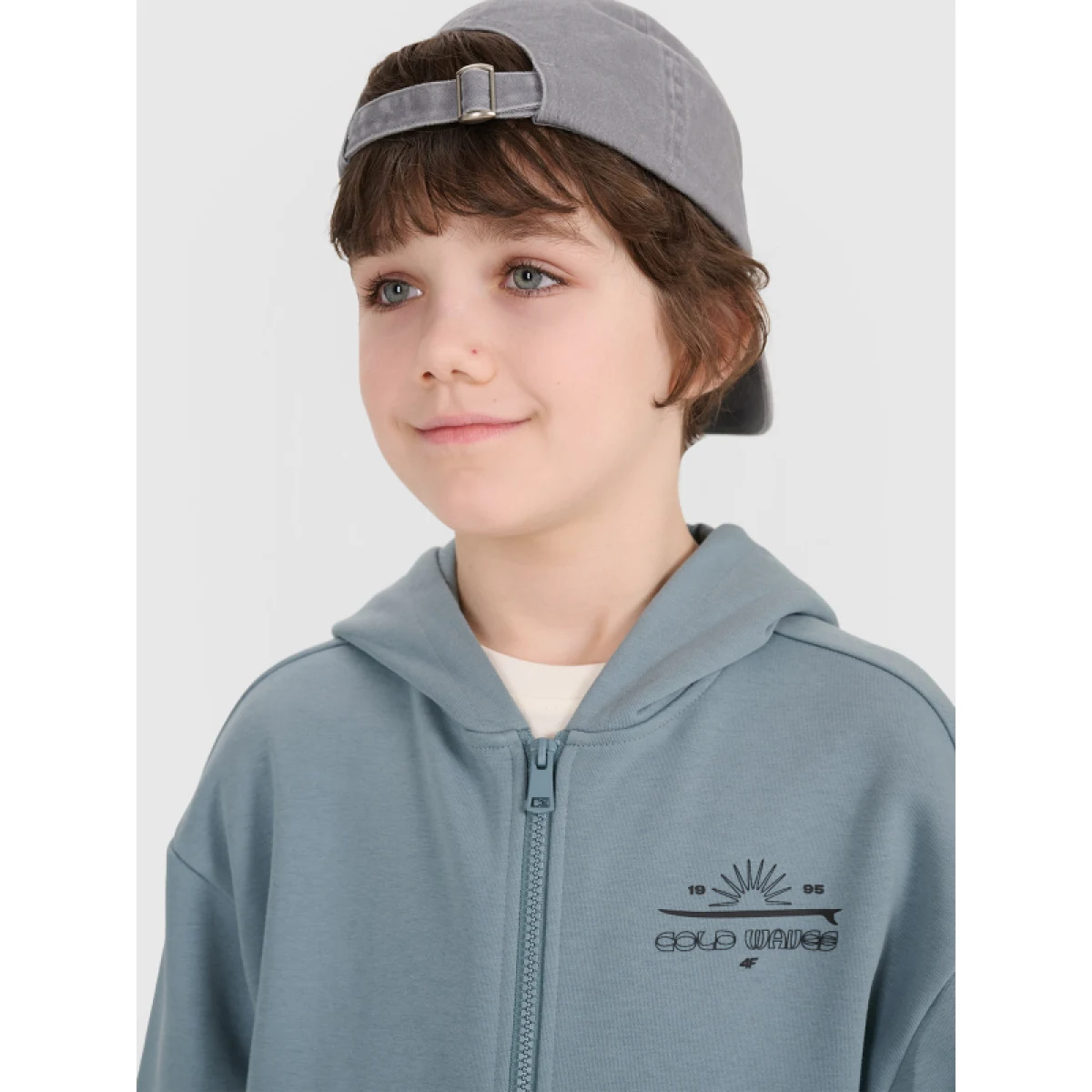 Chlapecká mikina se zipem 4F JUNIOR SWEATSHIRT-JWSS25TSWSM1522-46S-TURQUISE · záber 2