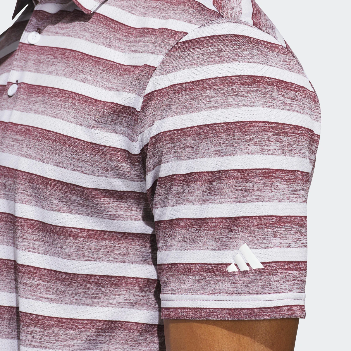 ADIDAS Pánska golfová polokošeľa s bielo-bordovými prúžkami S · záber 2