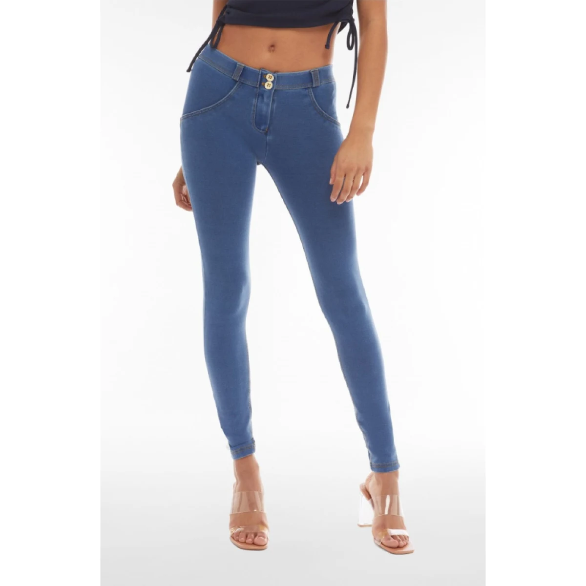 Női jeggings nadrág FREDDY WR.UP® skinny push up organic cotton jeggings-Blue · záber 2