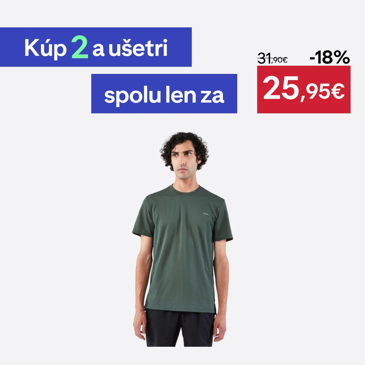 KIPRUN Pánske bežecké tričko Run 500 Dry priedušné tmavozelené S · záber 1