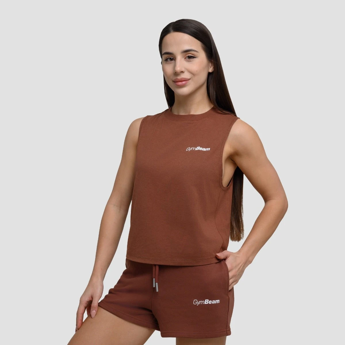 GymBeam Dámské tílko Agile Root - Velikost: M | Barva: Hnedá | Hmotnost: 0,084 kg · záber 4