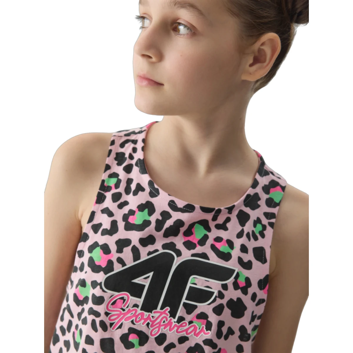 Dívčí tílko 4F JUNIOR TSHIRT-4FJWSS24TTSHF1141-56A-LIGHT PINK ALLOVER · záber 2