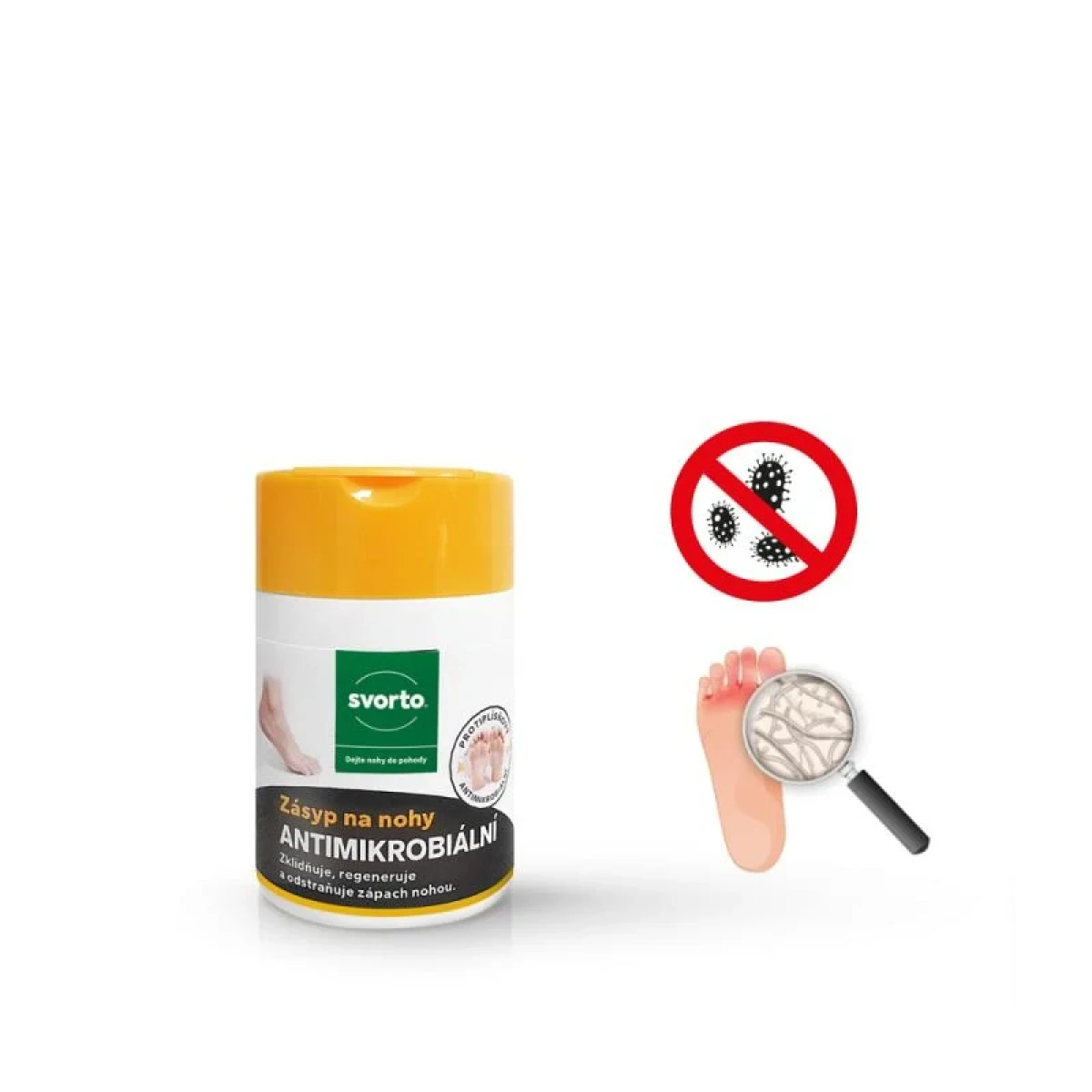 Svorto Zásyp na nohy ANTIMIKROBIÁLNÍ 50 g · záber 1