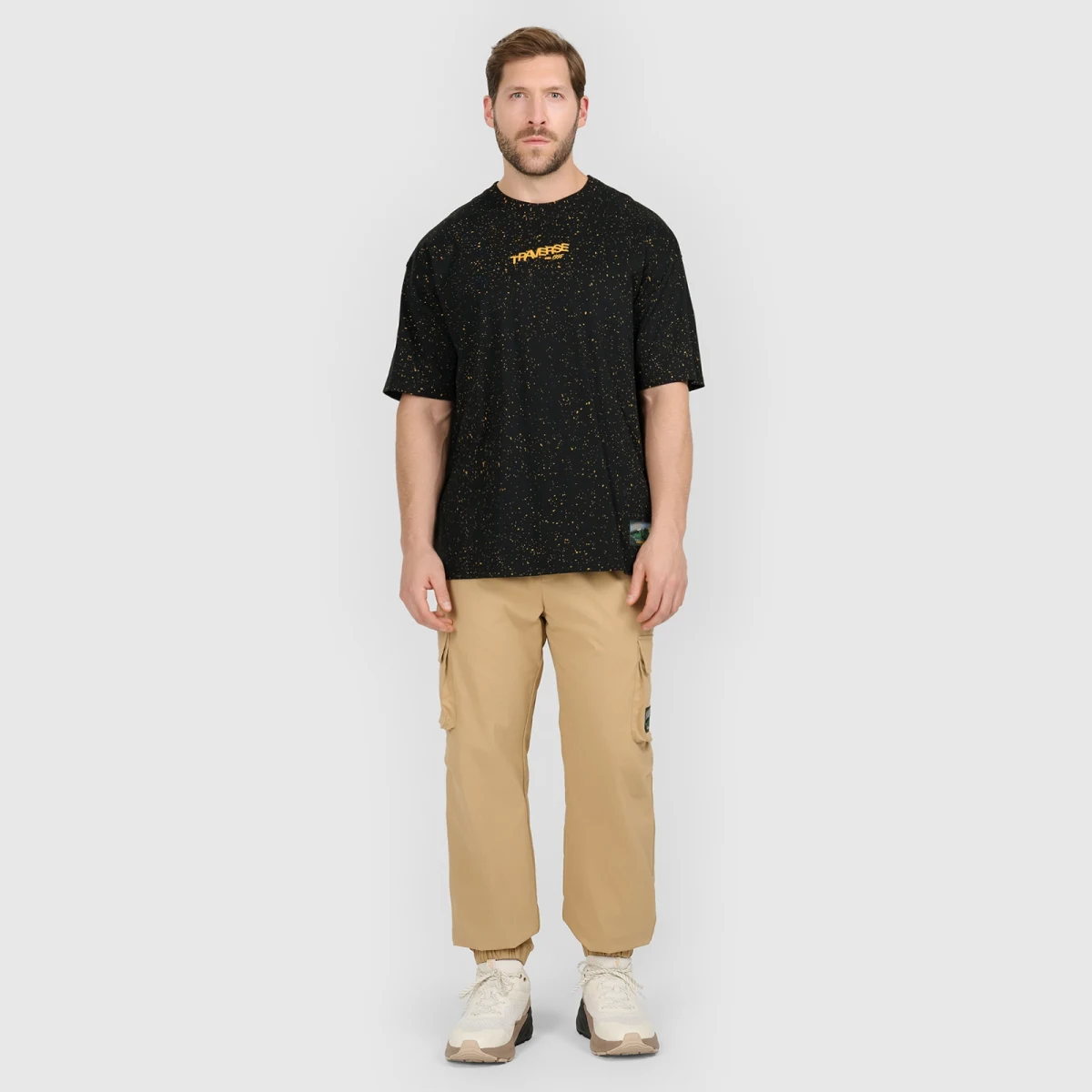T-shirt oversize s potiskem pánský - černý · záber 2