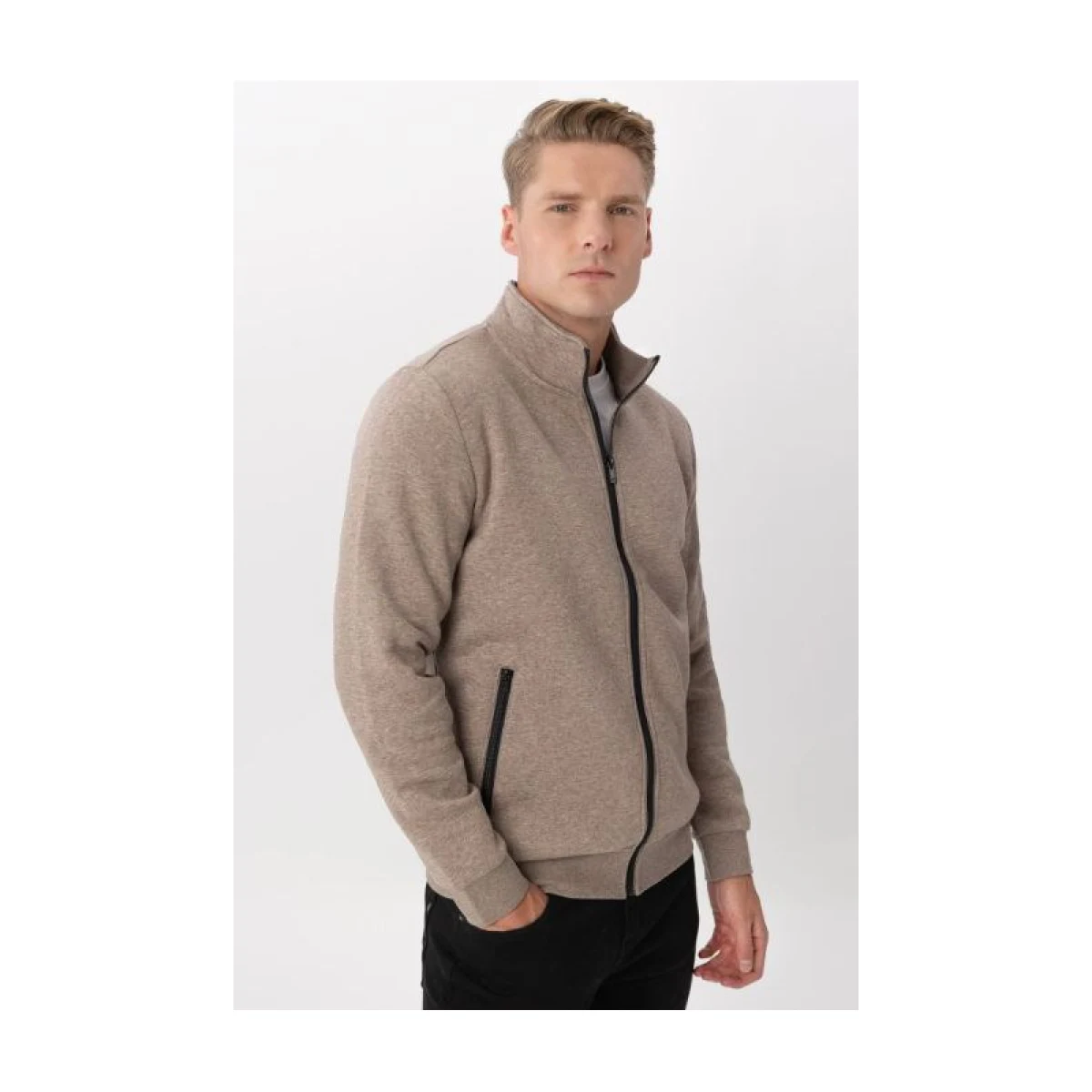 Pánská mikina se zipem VOLCANO B-LIPSO-102M-BEIGE MEL · záber 3