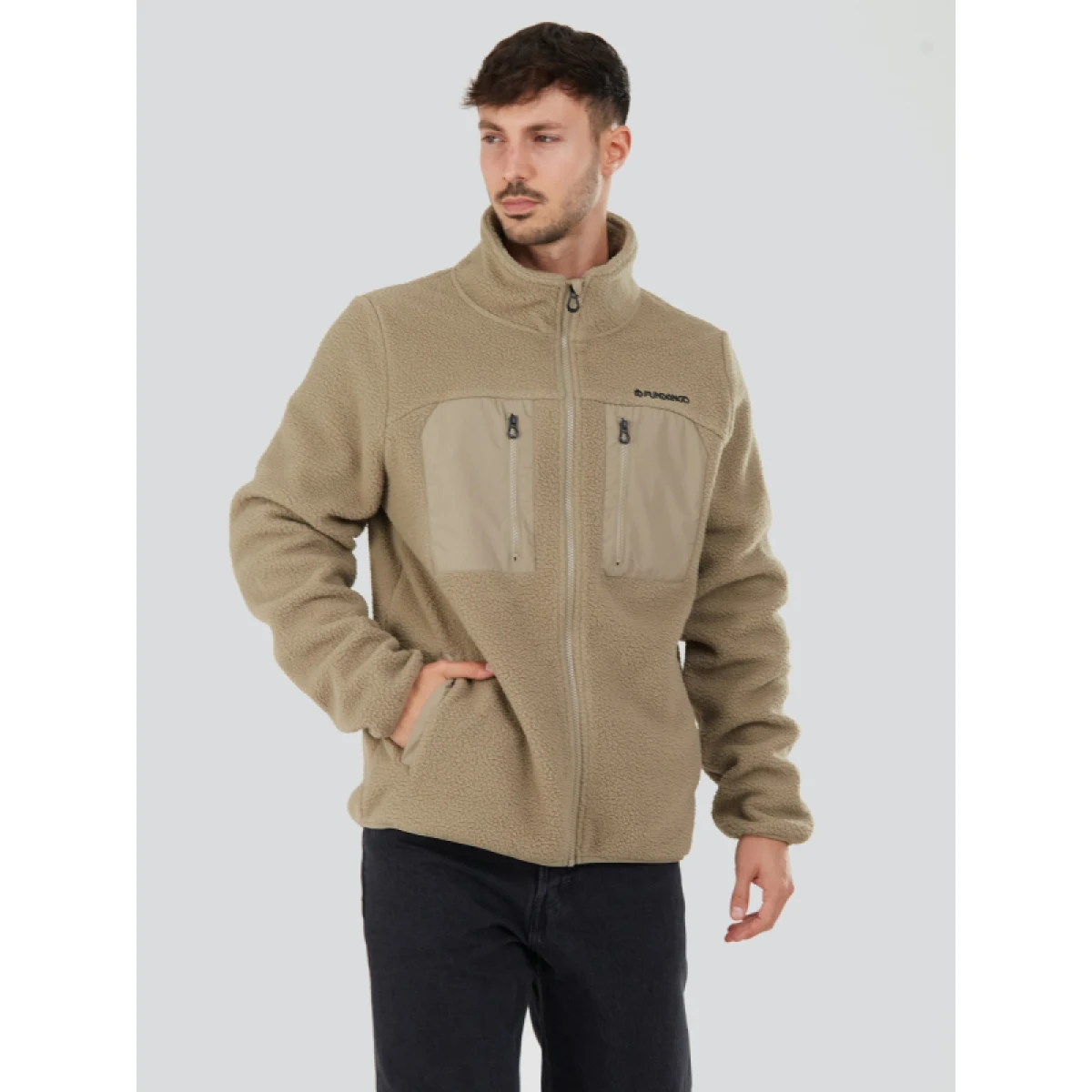 Pánská turistická mikina se zipem FUNDANGO Haven Hybrid Jacket-636-cashmere · záber 3